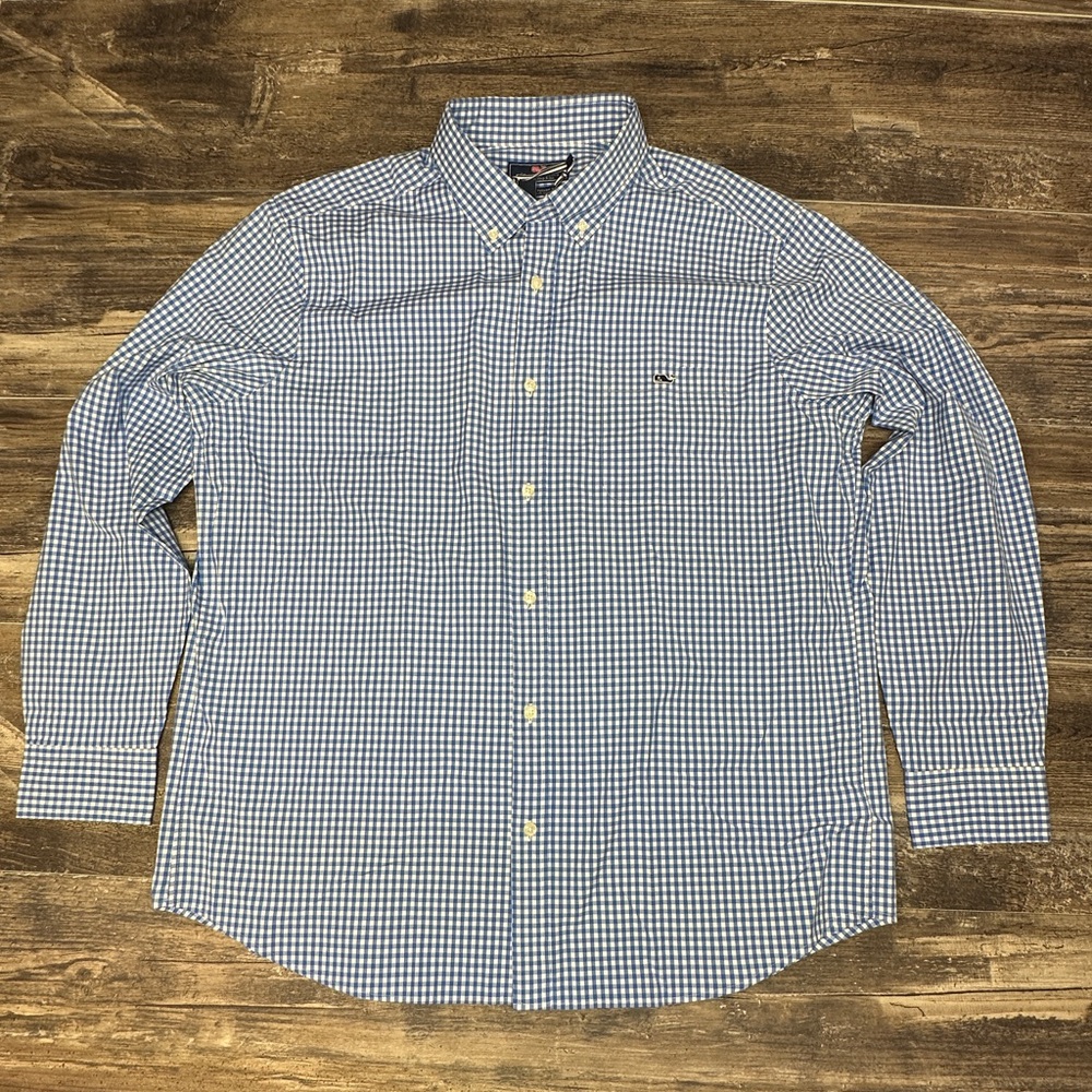 Vineyard Vines Tucker Shirt XL Blue Gingham Button Down NWT